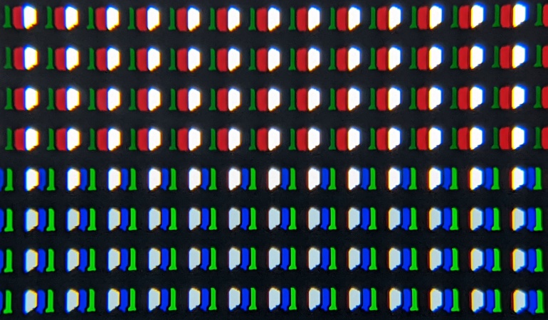 Burn-In — OLED Pixel Makro Aufnahme