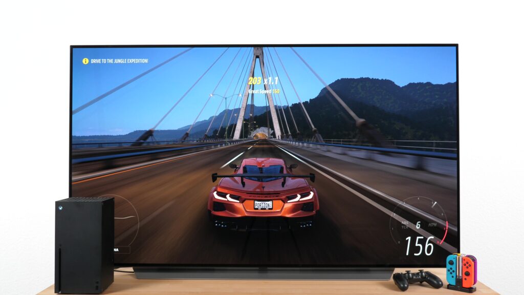 Racing action on the LG OLED C1